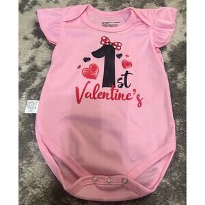 Baby Girl Pink "1st Valentine's" Onesie Unbranded 3-6 Months (NEW)